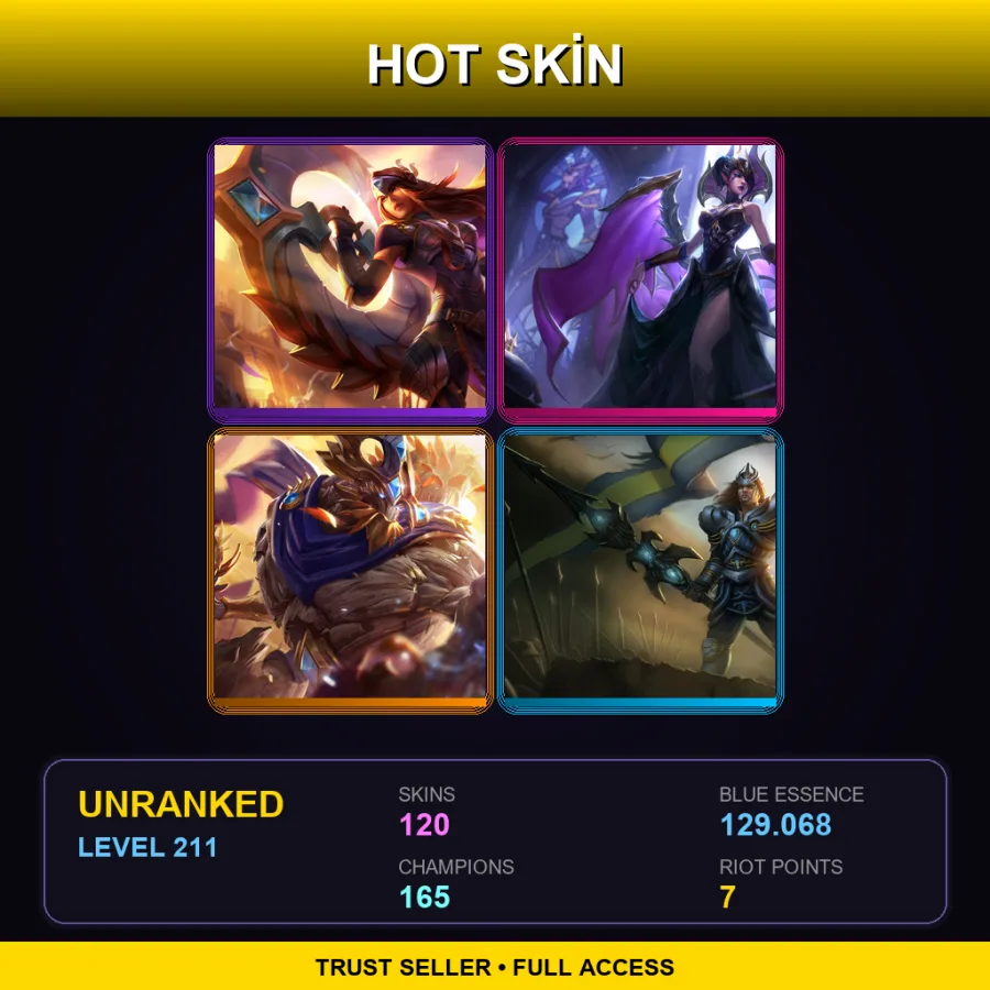 TW | Lv211 | Unranked | 120 Skin | 165 Champ