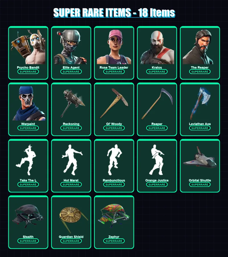 [PC/XBOX/PSN] | Psycho Bandit | Elite Agent | Rose Team Leader | Kratos | The Reaper | 257 skin | 229 pickaxe | 202 emote | 177 glider | Lv2519