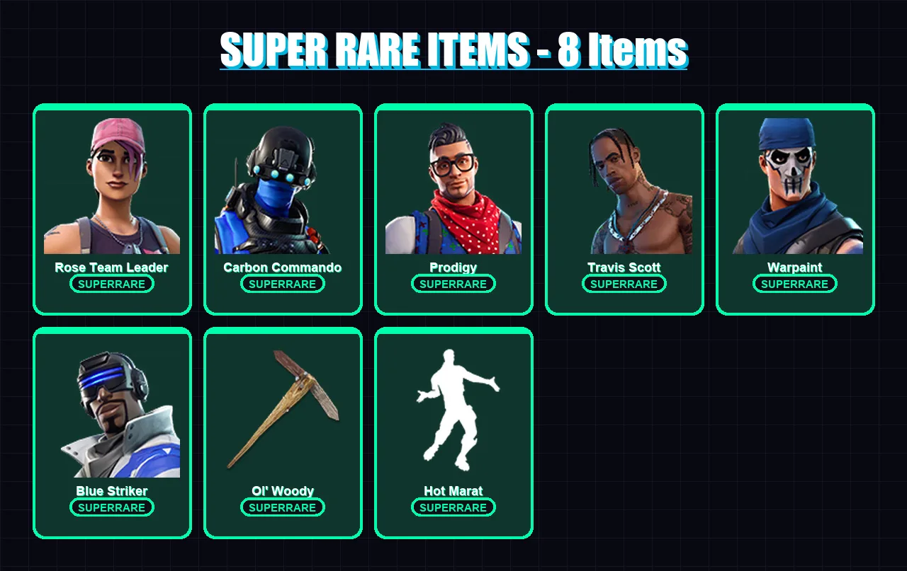 [PC/XBOX/PSN] | Rose Team Leader | Carbon Commando | Prodigy | Travis Scott | Warpaint | 64 skin | 75 pickaxe | 81 emote | 64 glider | Lv1016 — Fortnite account