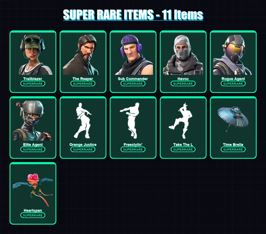 [PC/XBOX/PSN] | Trailblazer | The Reaper | Sub Commander | Havoc | Rogue Agent | 65 skin | 60 pickaxe | 74 emote | 63 glider | Lv898 — Fortnite account
