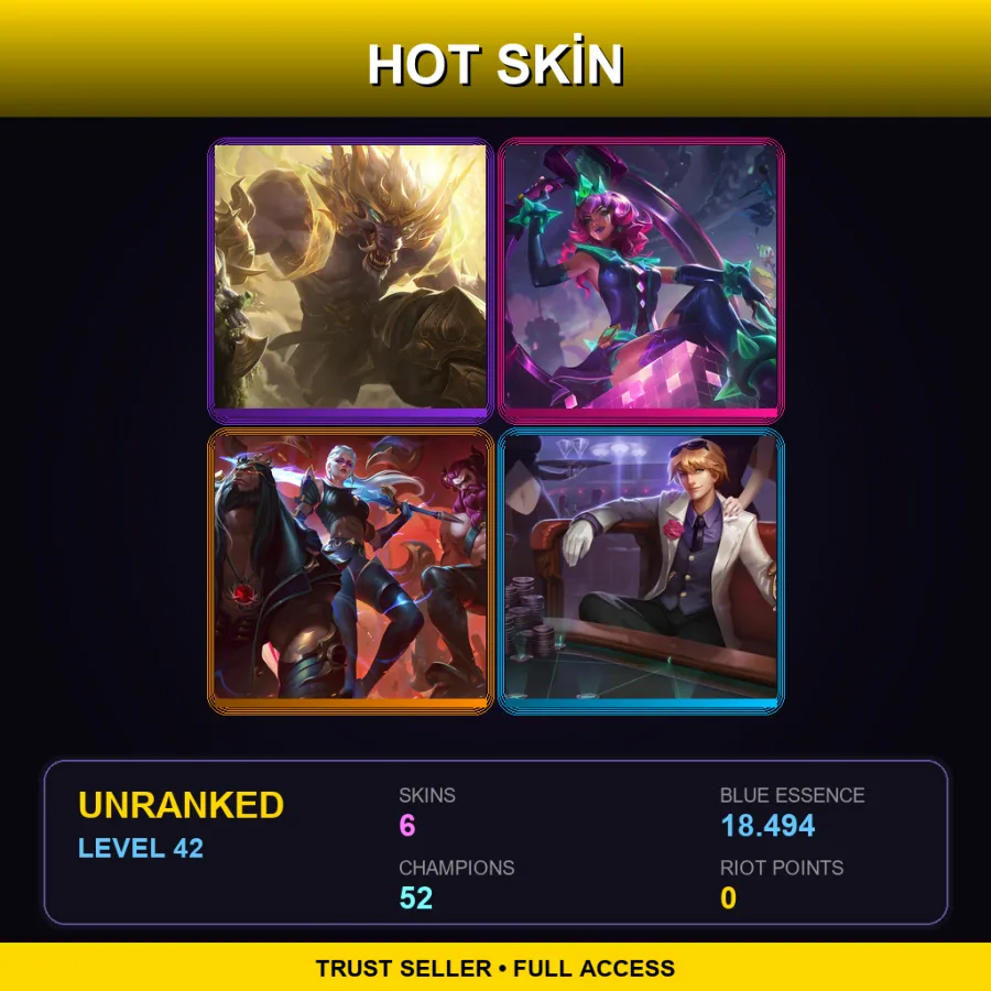 LAS | Lv42 | Unranked | 6 Skin | 52 Champ
