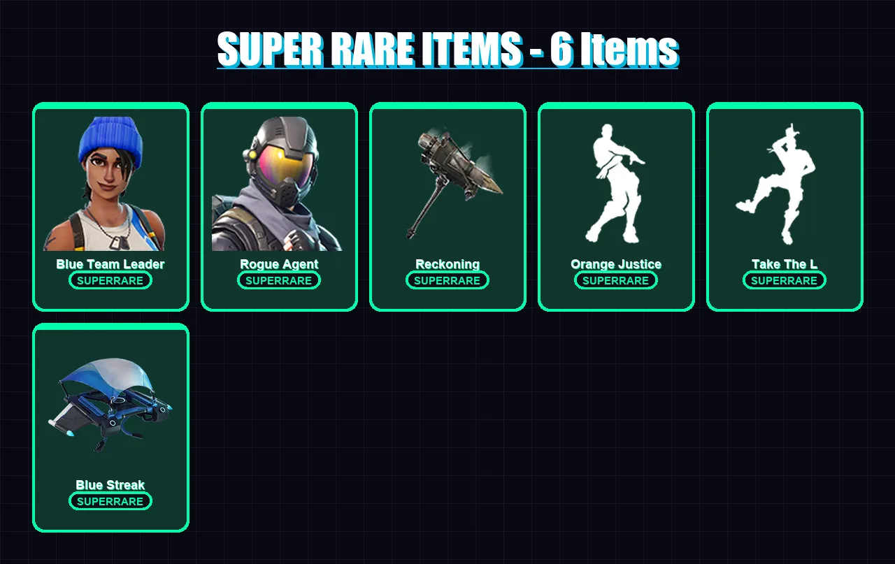 [PS4/PS5/XBOX/PC] | Blue Team Leader | Rogue Agent | Mandalorian | Calamity | Carbide | 20 skin | 14 pickaxe | 20 emote | 22 glider | Lv247