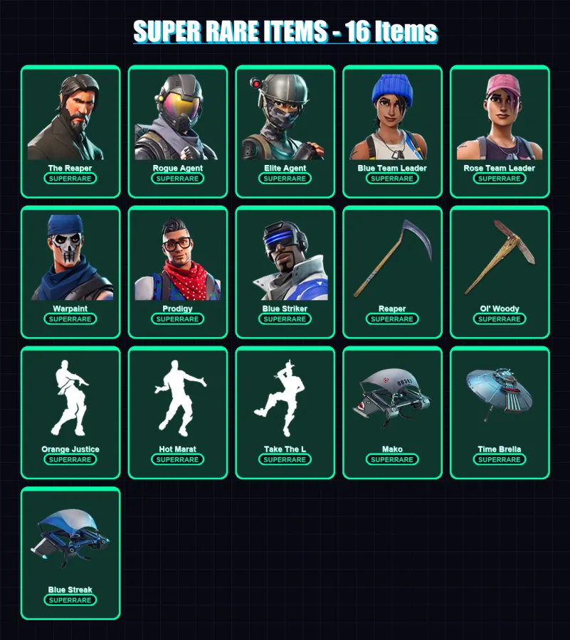 [PC/XBOX] | The Reaper | Rogue Agent | Elite Agent | Blue Team Leader | Rose Team Leader | 77 skin | 65 pickaxe | 77 emote | 75 glider | Lv1242