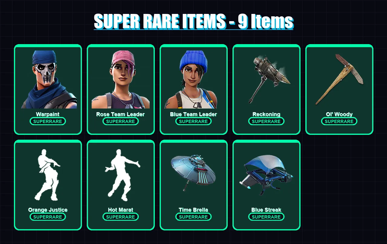 [PS4/PS5/XBOX/PC] | Warpaint | Rose Team Leader | Blue Team Leader | The Foundation | Calamity | 68 skin | 71 pickaxe | 67 emote | 76 glider | Lv133