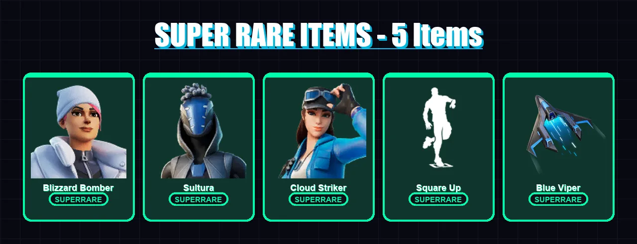 [PS4/PS5/XBOX/PC] | Blizzard Bomber | Sultura | Cloud Striker | Katalina | Subzero Cryptic | 5 skin | 6 pickaxe | 2 emote | 3 glider | Lv10