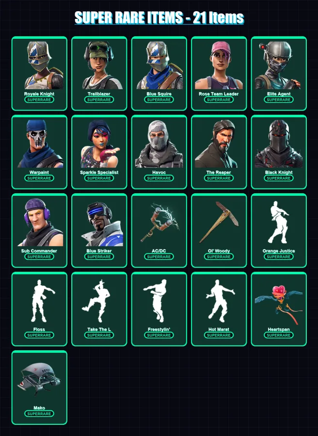 [PC/XBOX] | Royale Knight | Trailblazer | Blue Squire | Rose Team Leader | Elite Agent | 81 skin | 68 pickaxe | 71 emote | 67 glider | Lv939