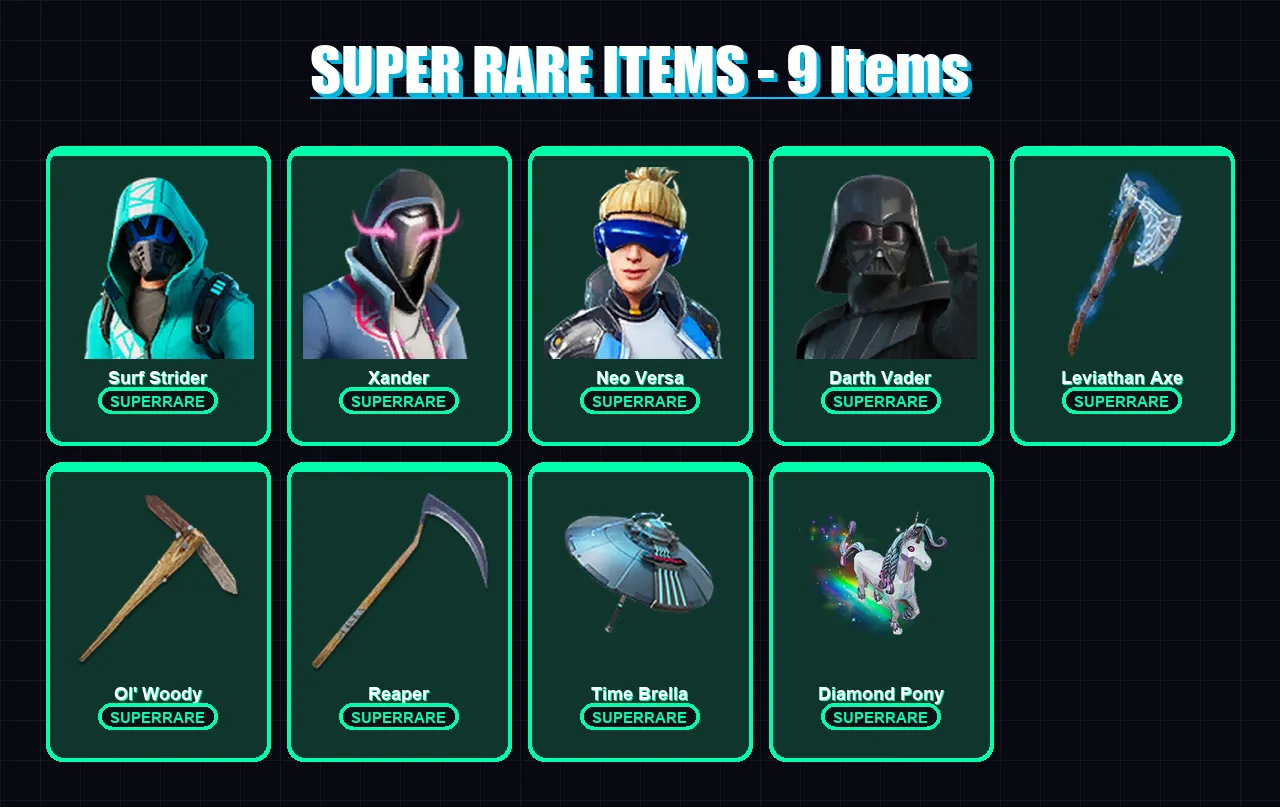 [PC/XBOX/PSN] | Surf Strider | Xander | Neo Versa | Darth Vader | The Imagined | 479 skin | 435 pickaxe | 370 emote | 241 glider | Lv4353
