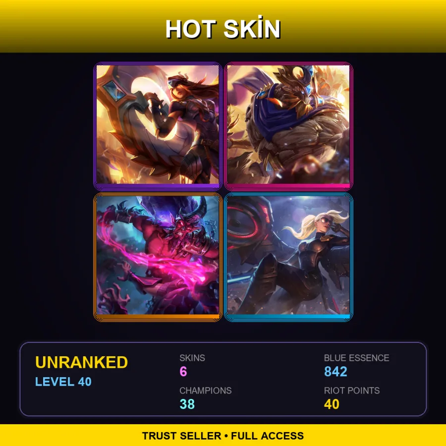 TR | Lv40 | Unranked | 6 Skin | 38 Champ — LoL account