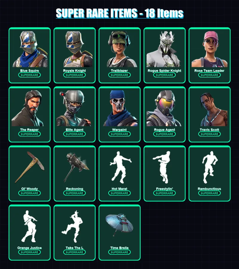 [PC/PSN] | Blue Squire | Royale Knight | Trailblazer | Rogue Spider Knight | Rose Team Leader | 85 skin | 56 pickaxe | 76 emote | 59 glider | Lv811