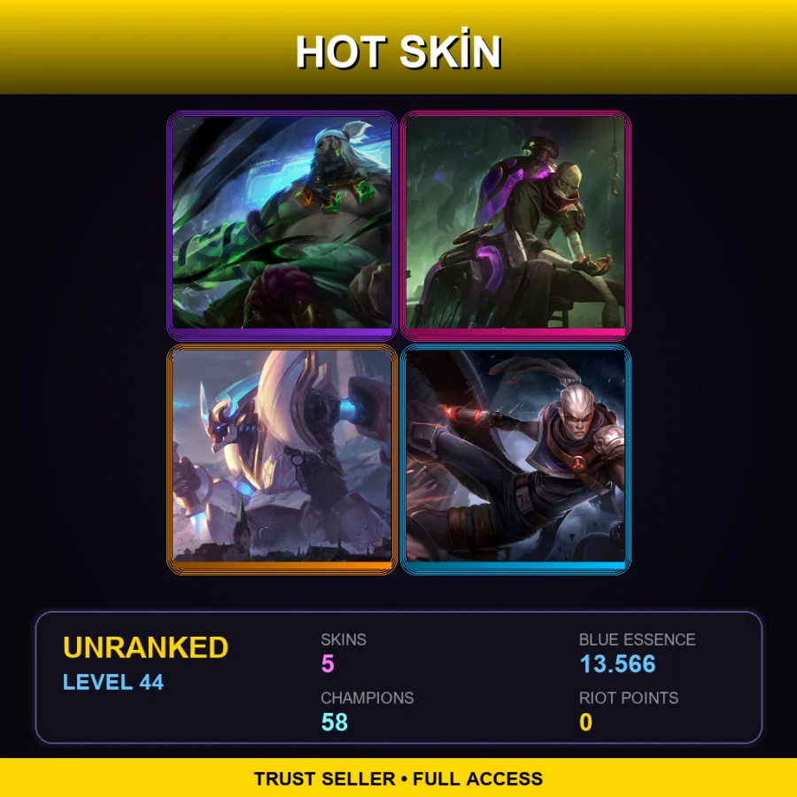 LAN | Lv44 | Unranked | 5 Skin | 58 Champ — Inkshadow Udyr