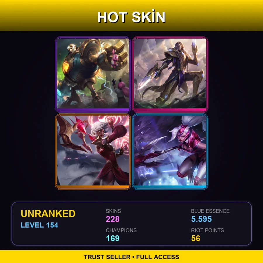 EUW | Lv154 | Unranked | 228 Skin | 169 Champ