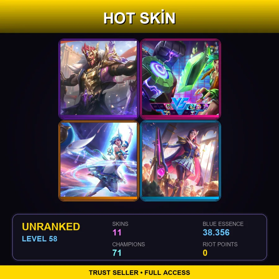 VN | Lv58 | Unranked | 11 Skin | 71 Champ — LoL account