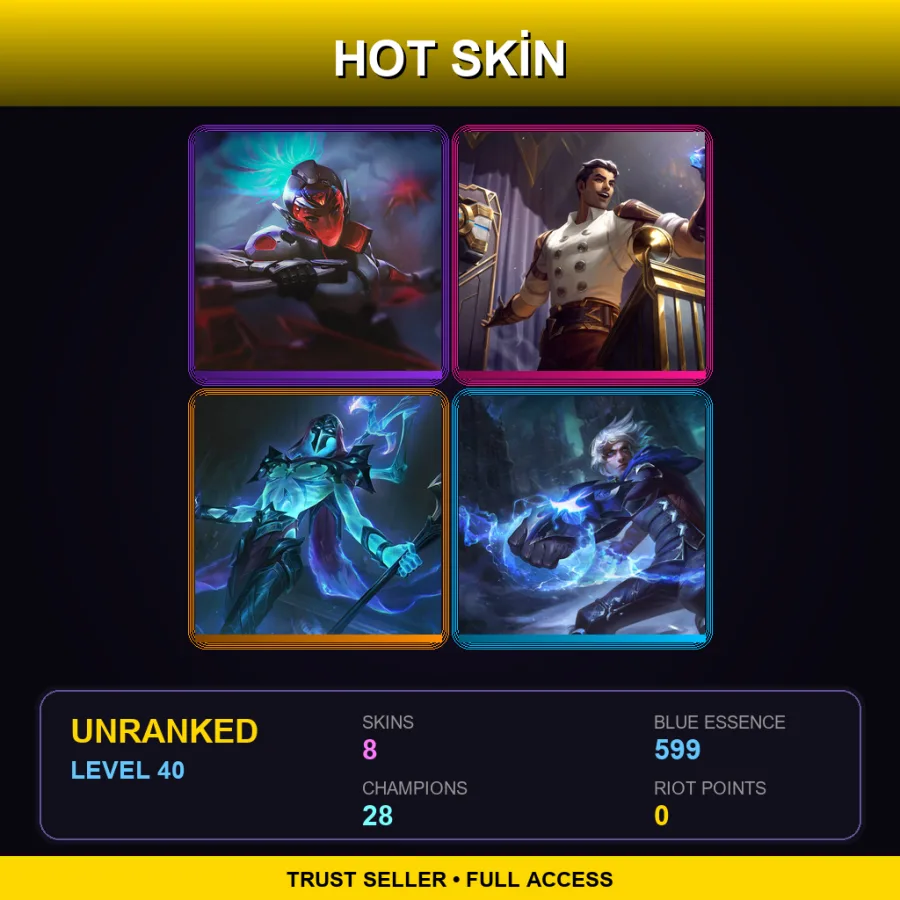 LAS | Lv40 | Unranked | 8 Skin | 28 Champ — LoL account