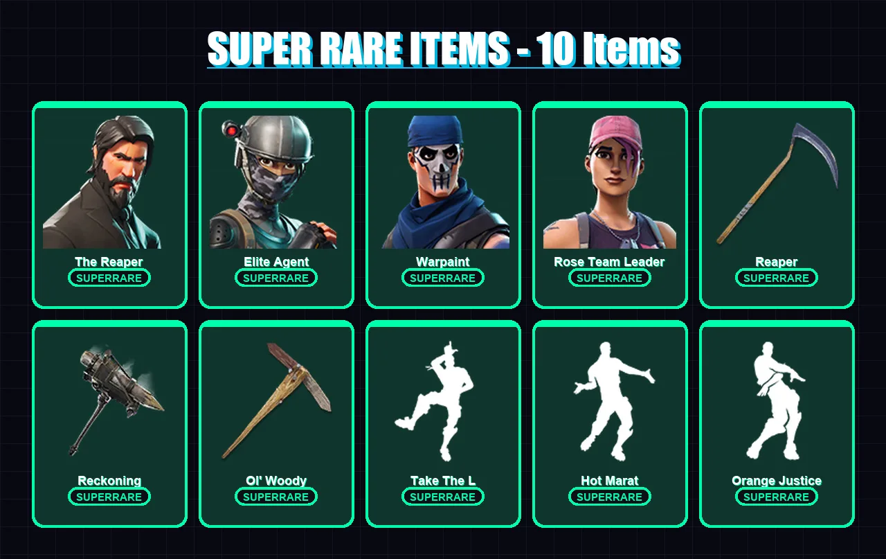 [PC/XBOX/PSN] | The Reaper | Elite Agent | Warpaint | Rose Team Leader | A.I.M. | 64 skin | 42 pickaxe | 62 emote | 47 glider | Lv544