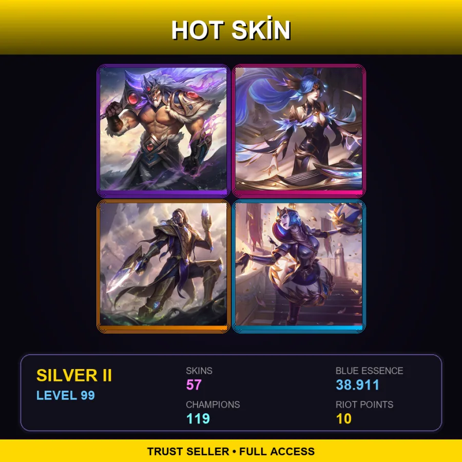 SG | Lv99 | Silver II | 57 Skin | 119 Champ