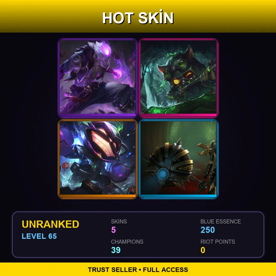 EUW | Lv65 | Unranked | 5 Skin | 39 Champ