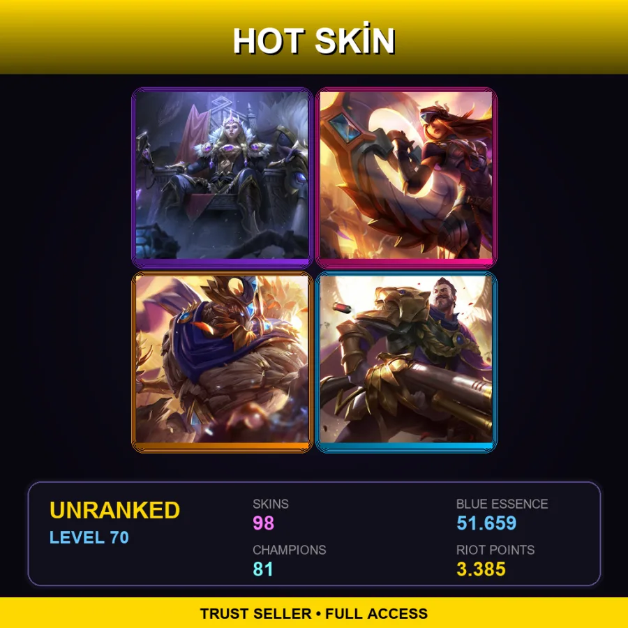 BR | Lv70 | Unranked | 98 Skin | 81 Champ