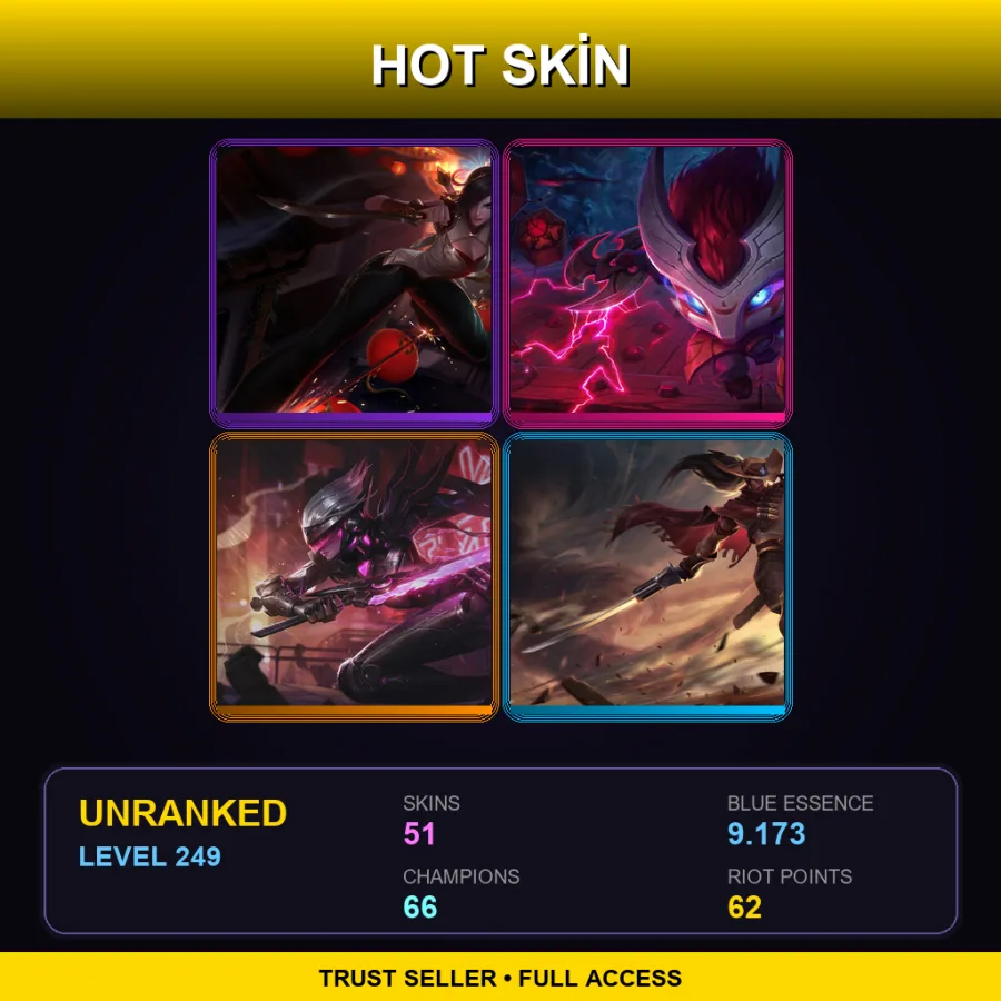 SG | Lv249 | Unranked | 51 Skin | 66 Champ — LoL account