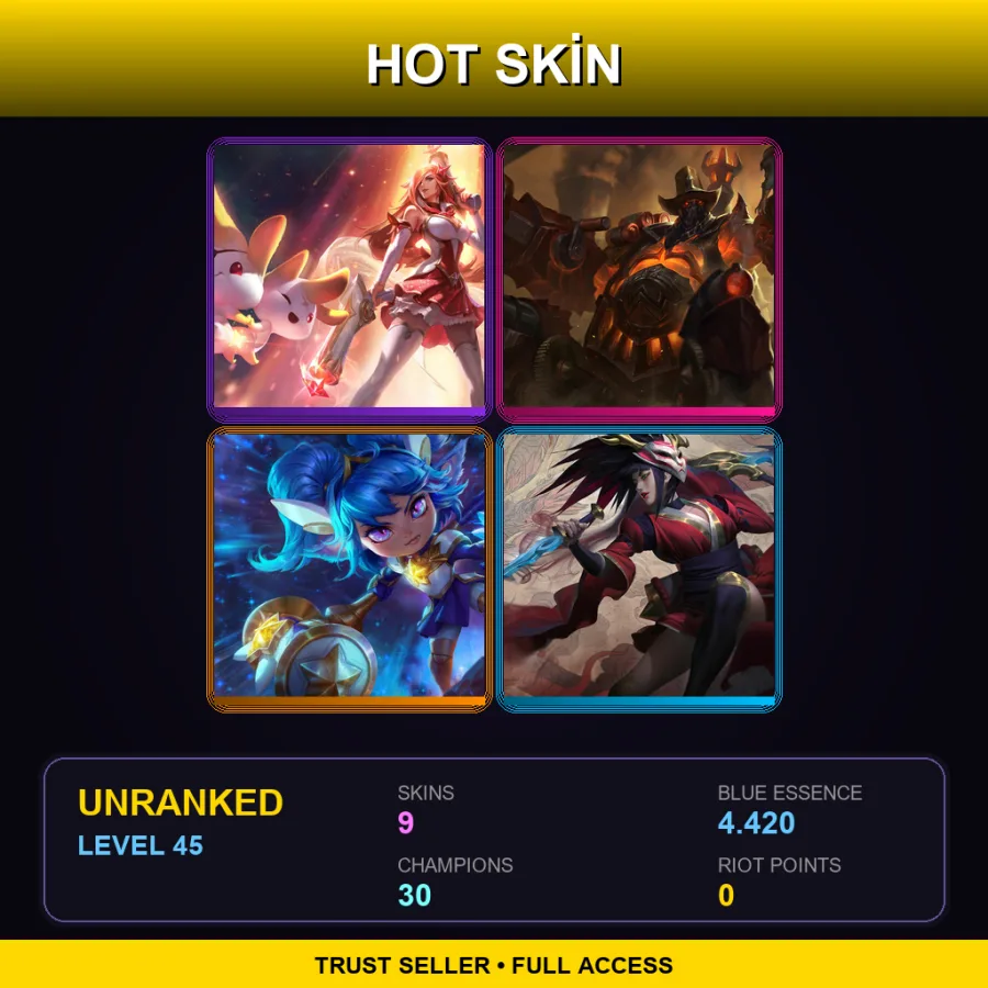 TR | Lv45 | Unranked | 9 Skin | 30 Champ