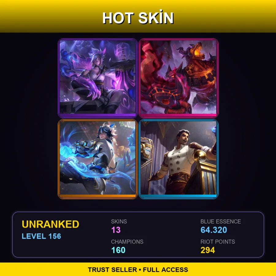 TW | Lv156 | Unranked | 13 Skin | 160 Champ