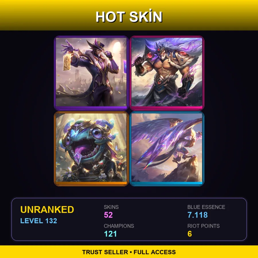 LAS | Lv132 | Unranked | 52 Skin | 121 Champ — Totemic Maokai