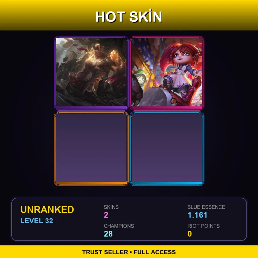 JP | Lv32 | Unranked | 2 Skin | 28 Champ — LoL account