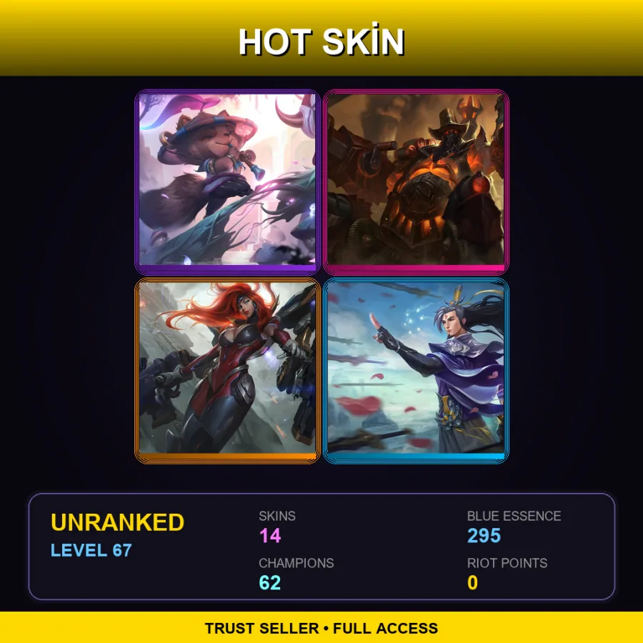 LAS | Lv67 | Unranked | 14 Skin | 62 Champ — Badger Teemo
