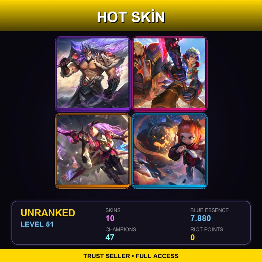 VN | Lv51 | Unranked | 10 Skin | 47 Champ — LoL account