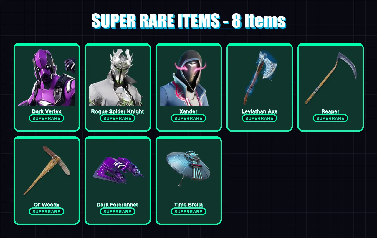 [PC/XBOX/PSN] | Dark Vertex | Rogue Spider Knight | Xander | Midas | Vi | 181 skin | 211 pickaxe | 175 emote | 141 glider | Lv1899