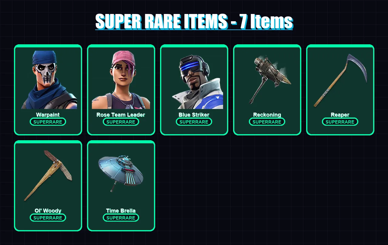 [PS4/PS5/XBOX/PC] | Warpaint | Rose Team Leader | Blue Striker | Mandalorian | Drift | 124 skin | 135 pickaxe | 94 emote | 107 glider | Lv1394