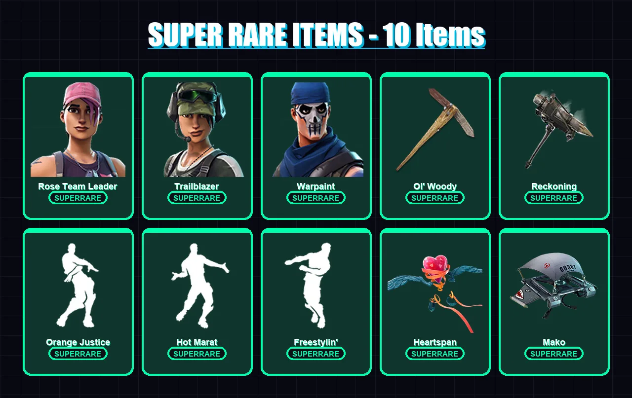 [PS4/PS5/XBOX/PC] | Rose Team Leader | Trailblazer | Warpaint | Ruin | The Visitor | 48 skin | 40 pickaxe | 50 emote | 45 glider | Lv512