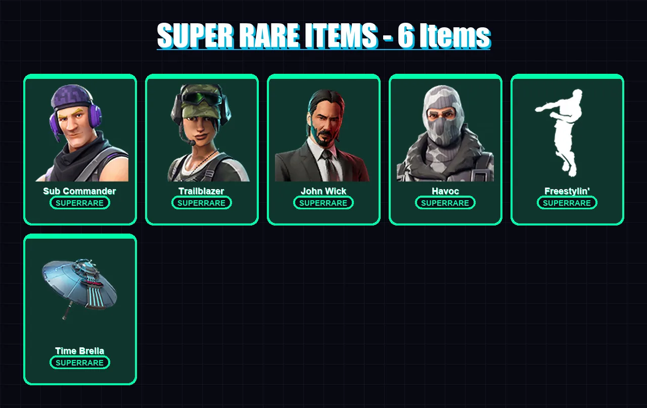 [PC] | Sub Commander | Trailblazer | John Wick | Havoc | Shogun | 96 skin | 83 pickaxe | 71 emote | 46 glider | Lv612 — Fortnite account