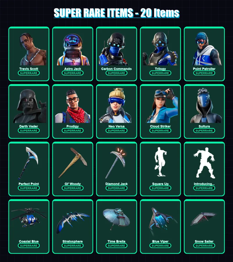 [PS4/PS5/XBOX/PC] | Travis Scott | Astro Jack | Carbon Commando | Trilogy | Point Patroller | 135 skin | 172 pickaxe | 104 emote | 143 glider | Lv16 — Fortnite account