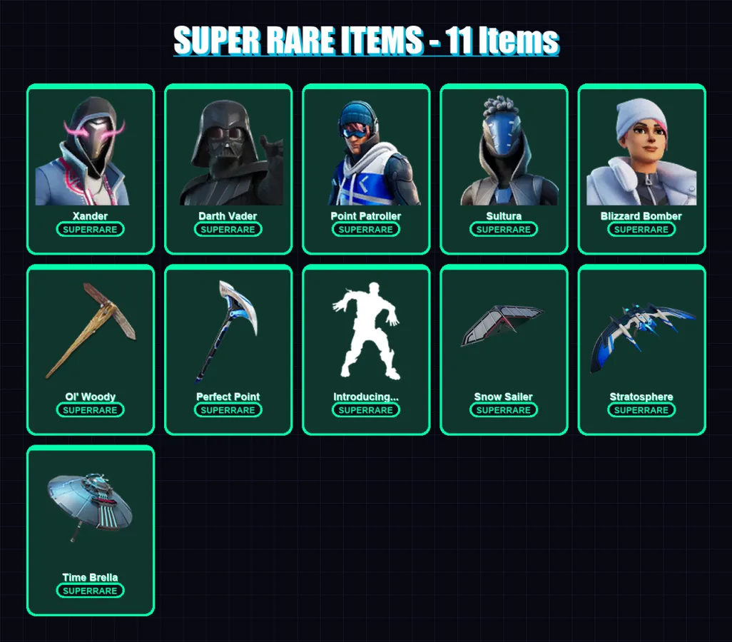 [PS4/PS5/PC] | Xander | Darth Vader | Point Patroller | Sultura | Blizzard Bomber | 148 skin | 164 pickaxe | 119 emote | 137 glider | Lv2564 — Fortnite account