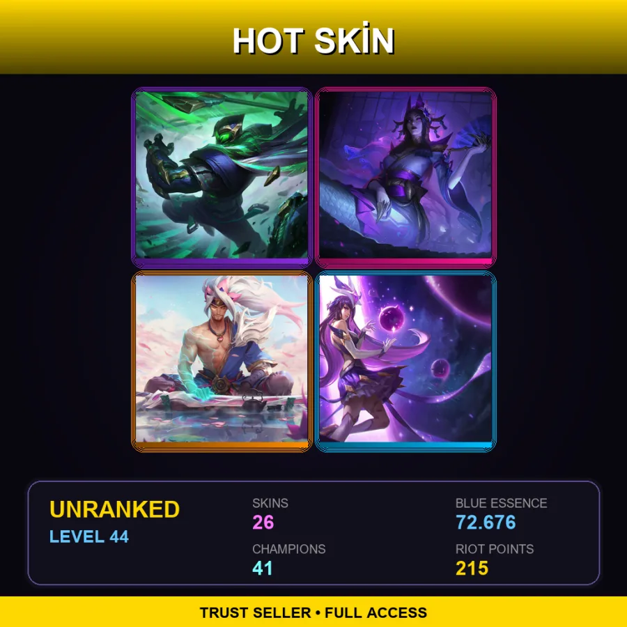 EUW | Lv44 | Unranked | 26 Skin | 41 Champ — LoL account