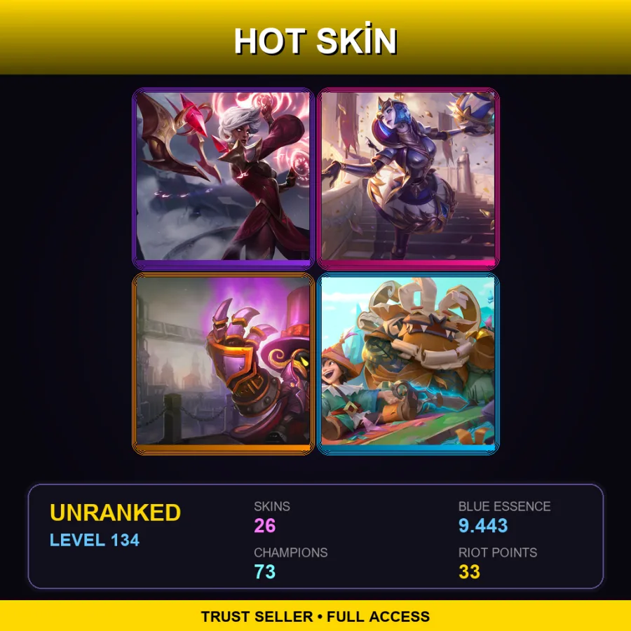 SG | Lv134 | Unranked | 26 Skin | 73 Champ — Unranked / Smurf League of Legends