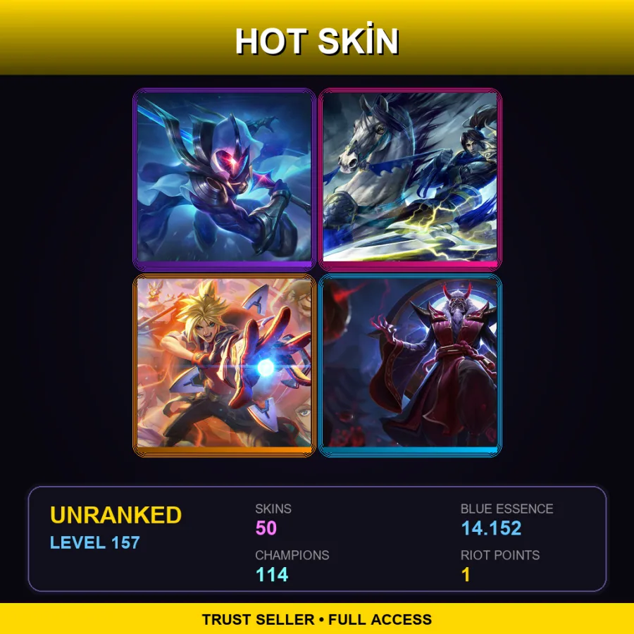 OCE | Lv157 | Unranked | 50 Skin | 114 Champ — LoL account