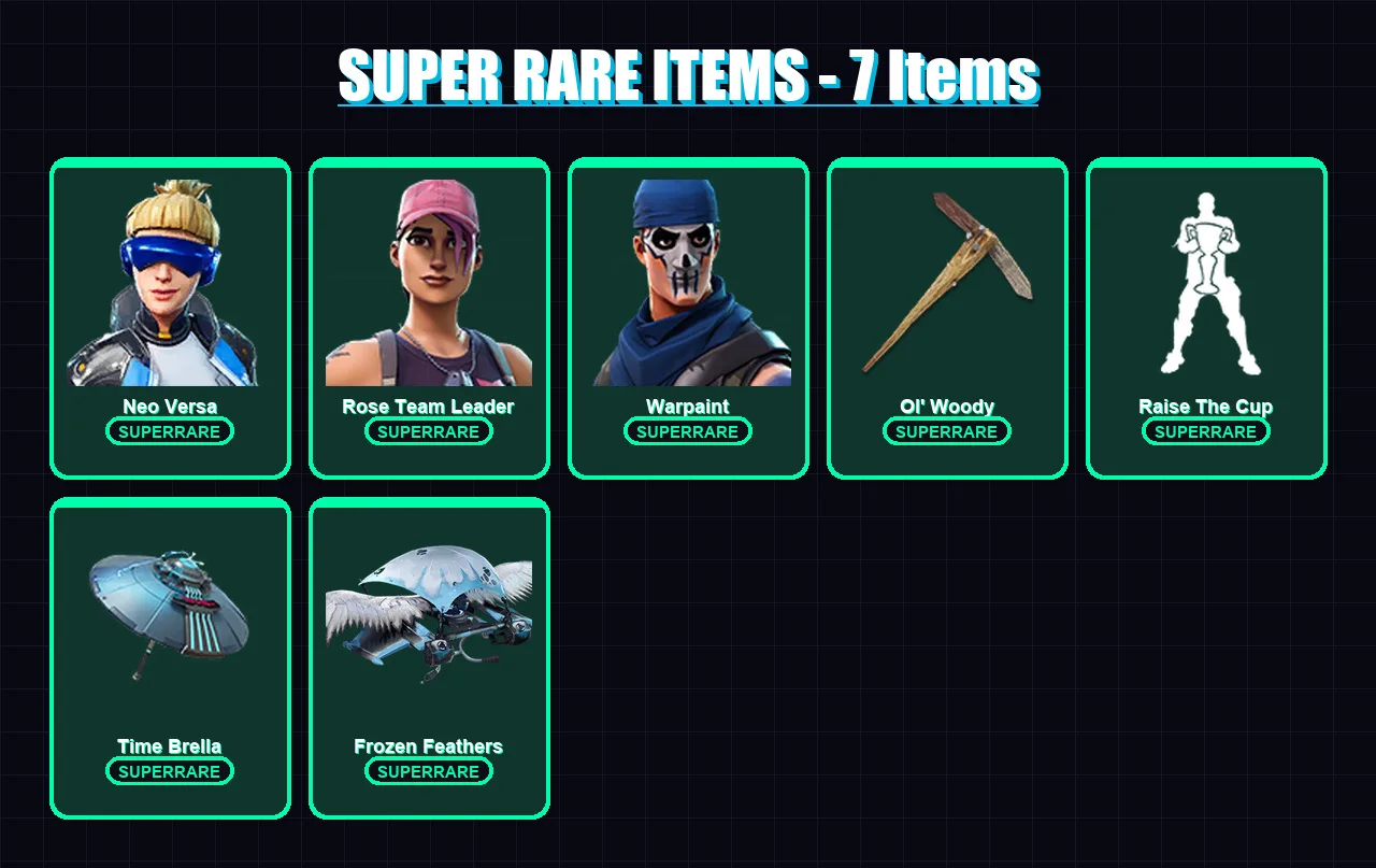 [PC/XBOX] | Neo Versa | Rose Team Leader | Warpaint | Deadpool | Spectra Knight | 110 skin | 112 pickaxe | 114 emote | 110 glider | Lv1471