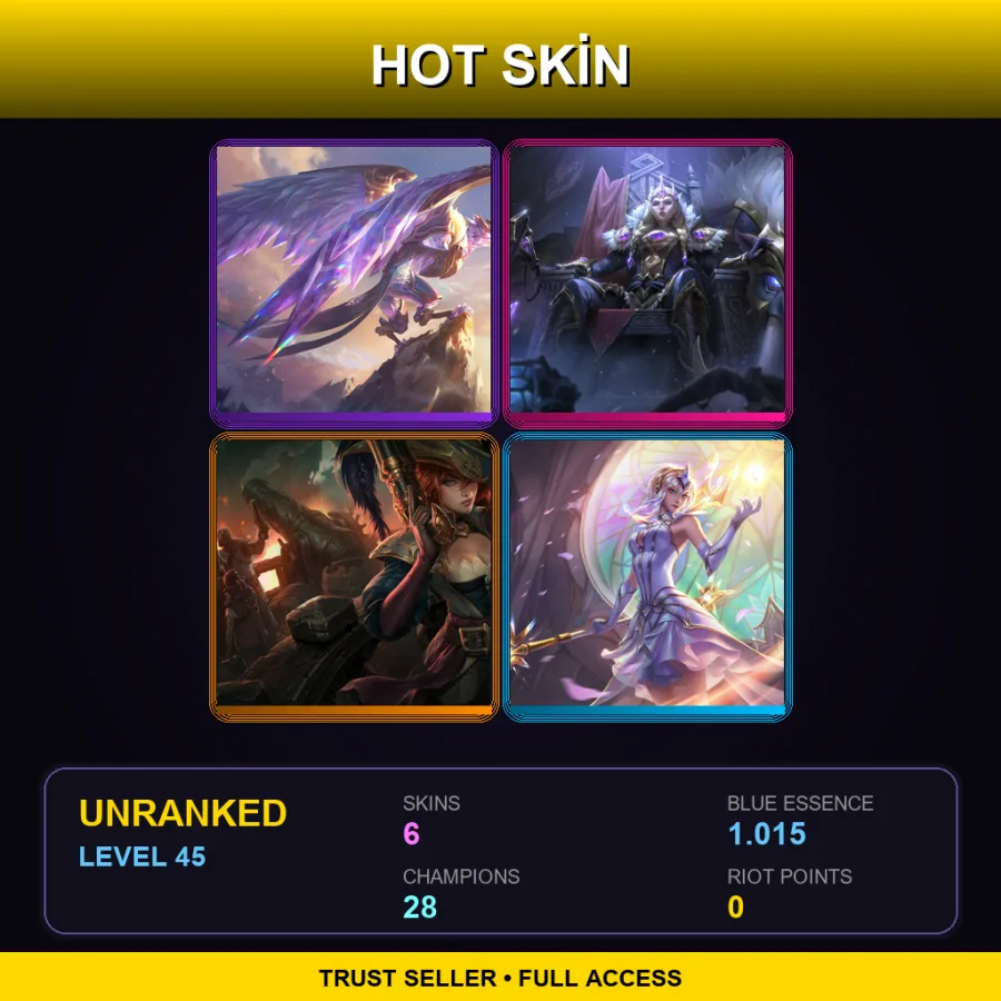 EUW | Lv45 | Unranked | 6 Skin | 28 Champ