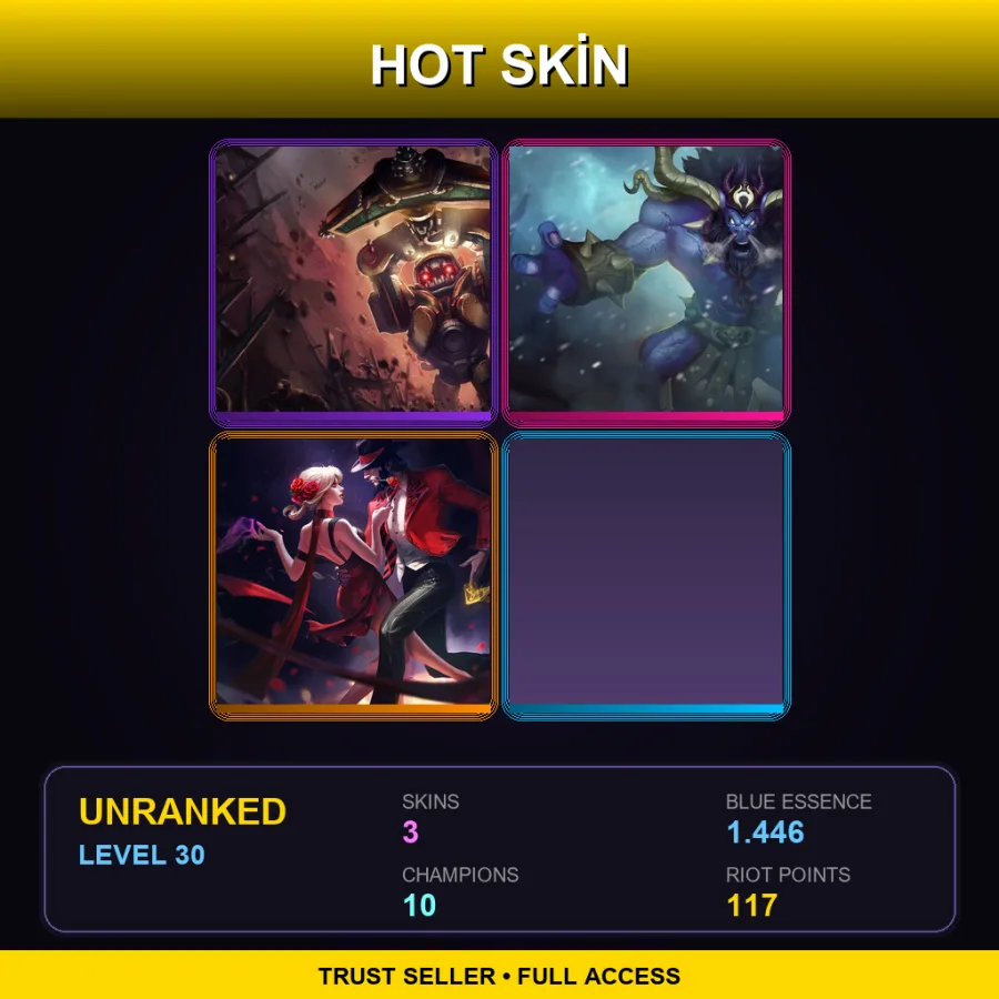 EUW | Lv30 | Unranked | 3 Skin | 10 Champ — Unranked / Smurf League of Legends
