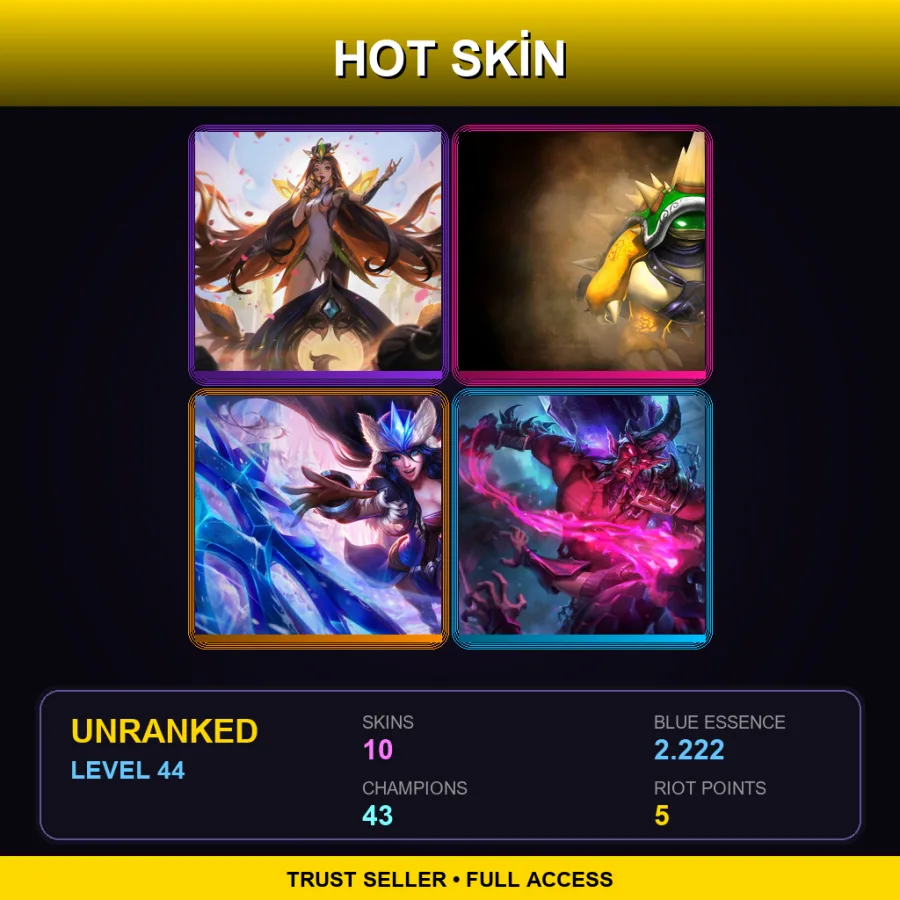 VN | Lv44 | Unranked | 10 Skin | 43 Champ
