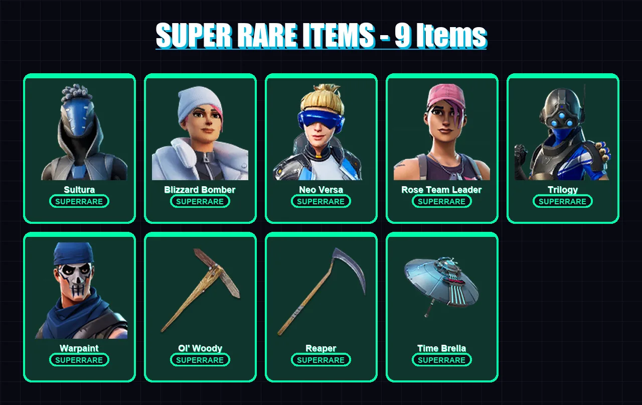[PS4/PS5/XBOX/PC] | Sultura | Blizzard Bomber | Neo Versa | Rose Team Leader | Trilogy | 75 skin | 92 pickaxe | 68 emote | 85 glider | Lv1482