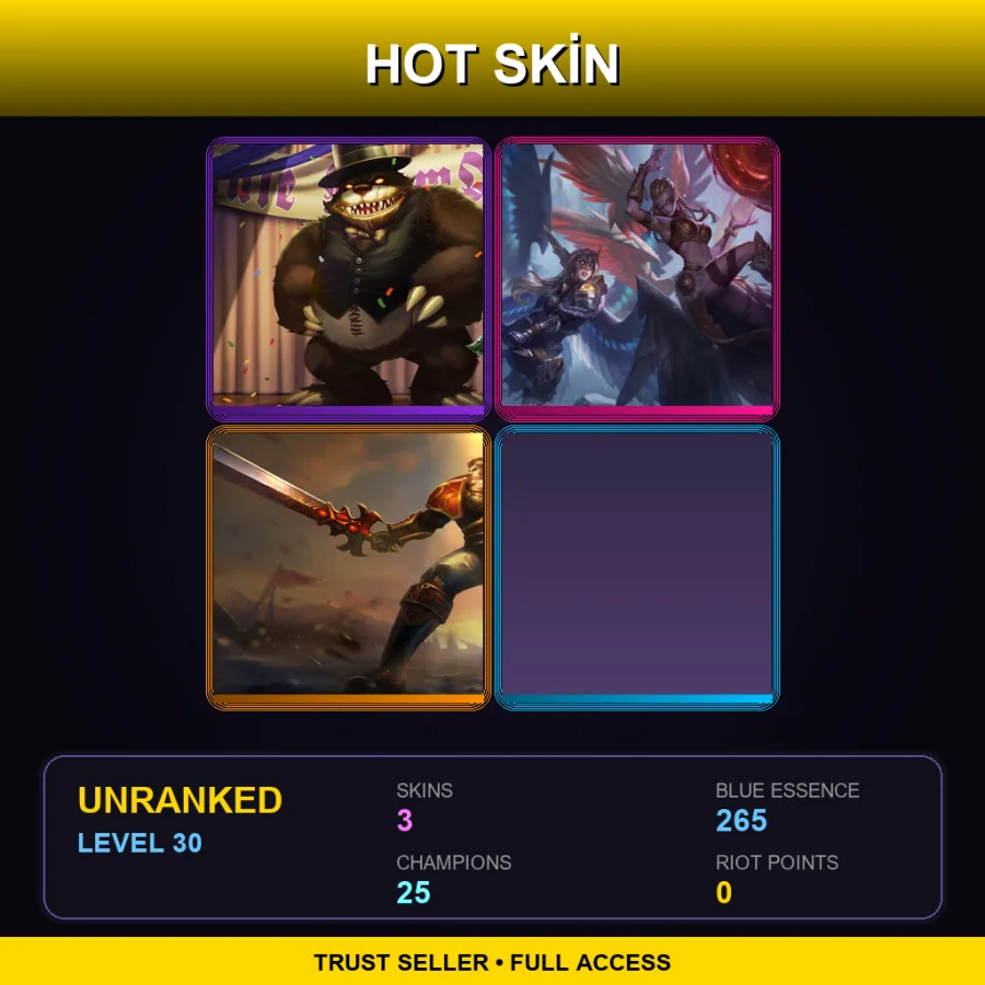 NA | Lv30 | Unranked | 3 Skin | 25 Champ