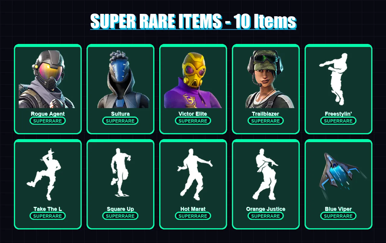 [PC/XBOX] | Rogue Agent | Sultura | Victor Elite | Trailblazer | Drift | 46 skin | 48 pickaxe | 69 emote | 63 glider | Lv1041
