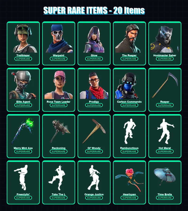[PC/XBOX/PSN] | Trailblazer | Warpaint | Glow | The Reaper | Huntmaster Saber | 171 skin | 179 pickaxe | 167 emote | 151 glider | Lv2109