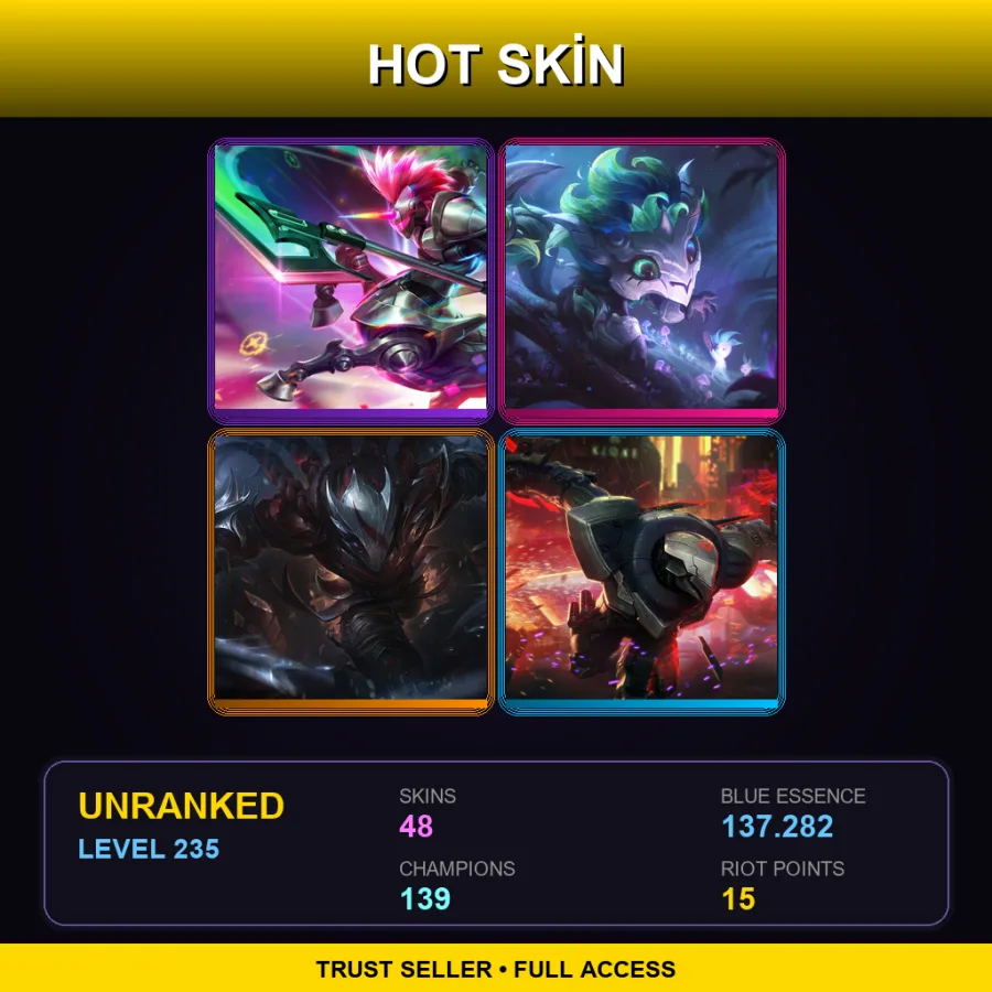 LAS | Lv235 | Unranked | 48 Skin | 139 Champ — LoL account