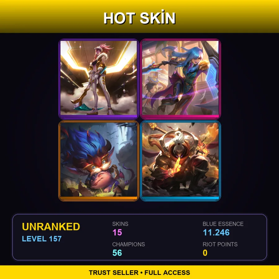 LAS | Lv157 | Unranked | 15 Skin | 56 Champ
