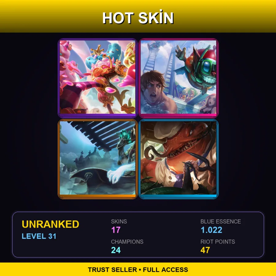 OCE | Lv31 | Unranked | 17 Skin | 24 Champ