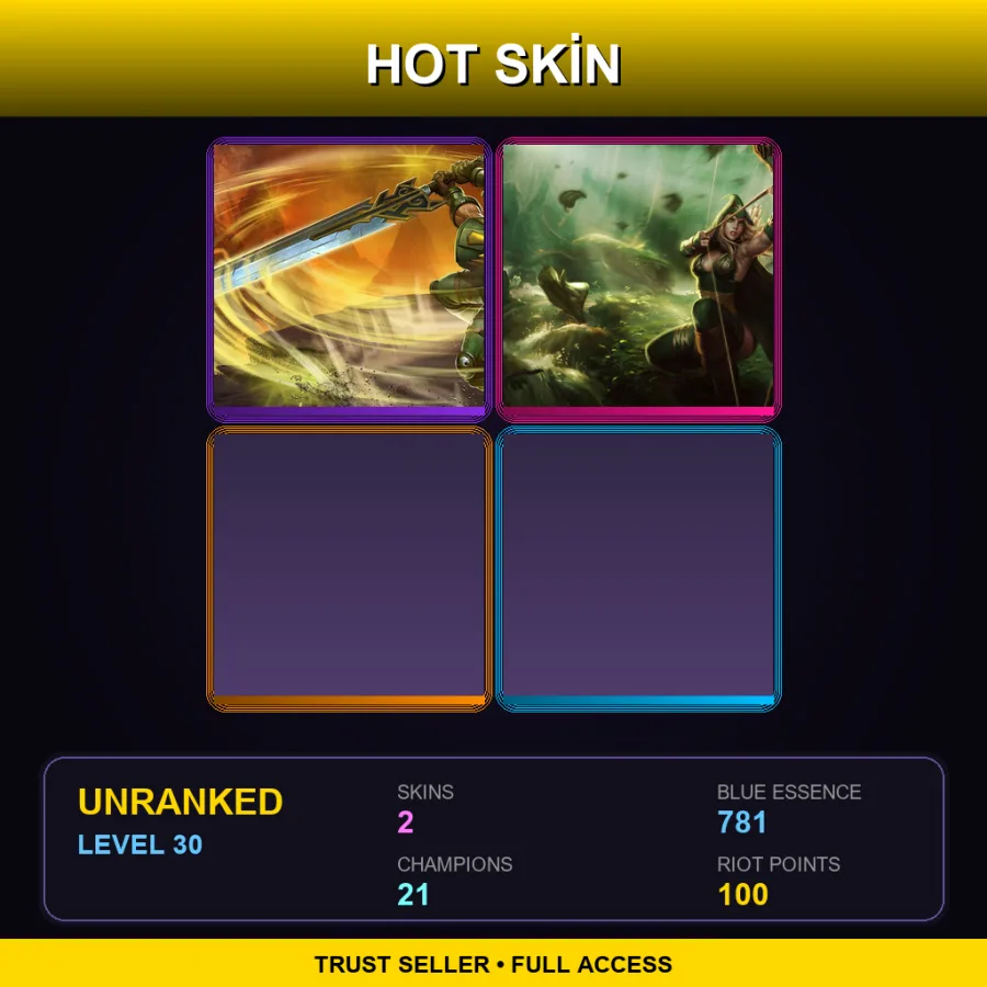 LAN | Commando Garen | Sherwood Forest Ashe | 2 Skin | 21 Champ | Lv30