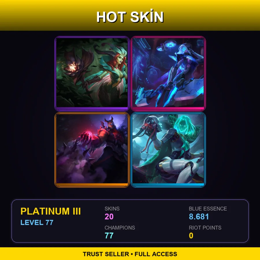 EUW | Lv77 | Platinum III | 20 Skin | 77 Champ — LoL account